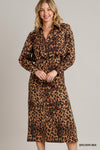 Animal Print Midi Dress with Side Zipper