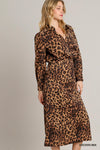 Animal Print Midi Dress with Side Zipper