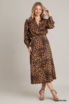 Animal Print Midi Dress with Side Zipper