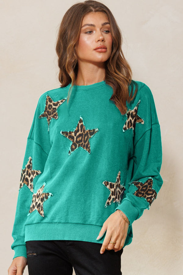 Leopard Printed Star Patch Top
