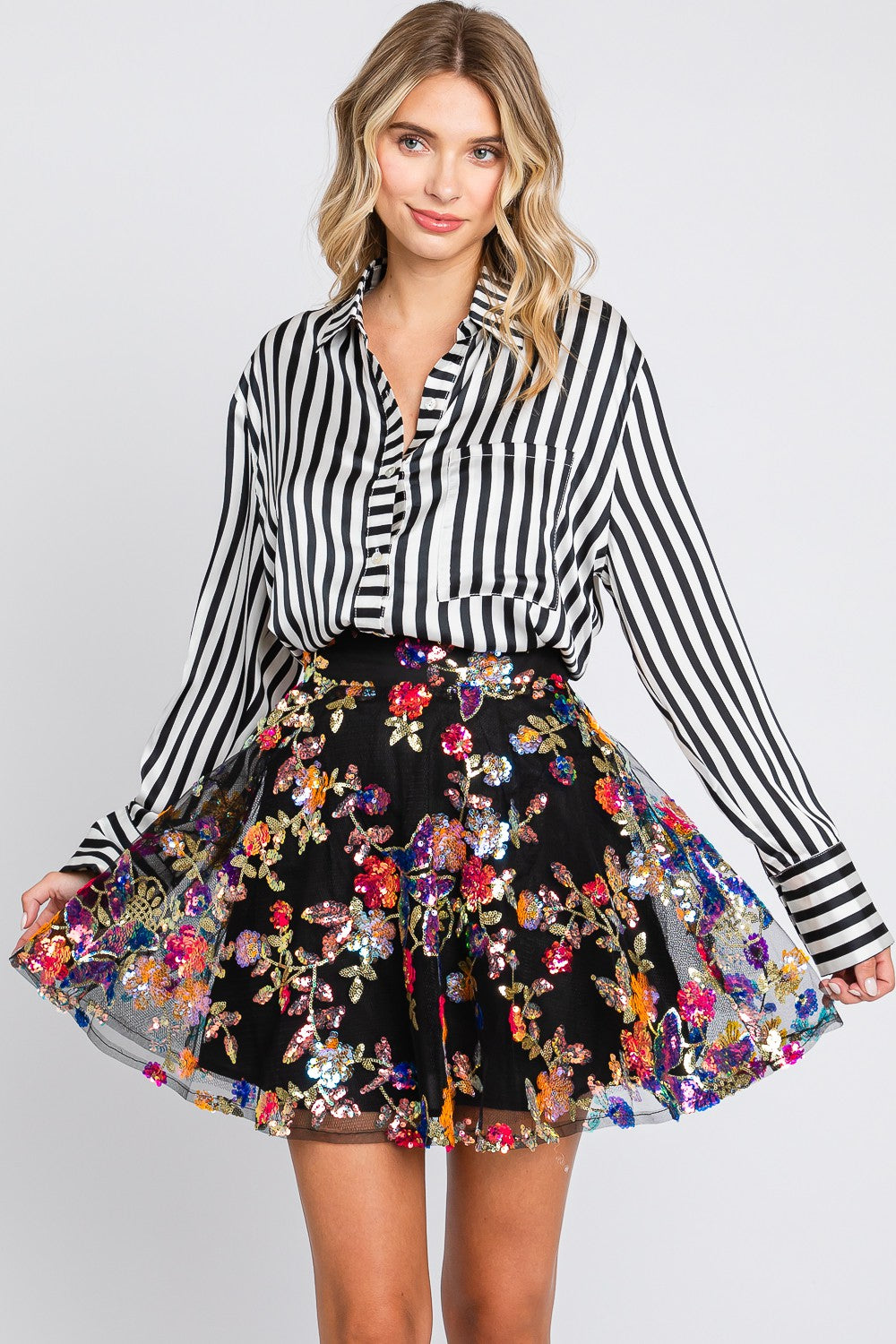 Mesh Sequin Skirt