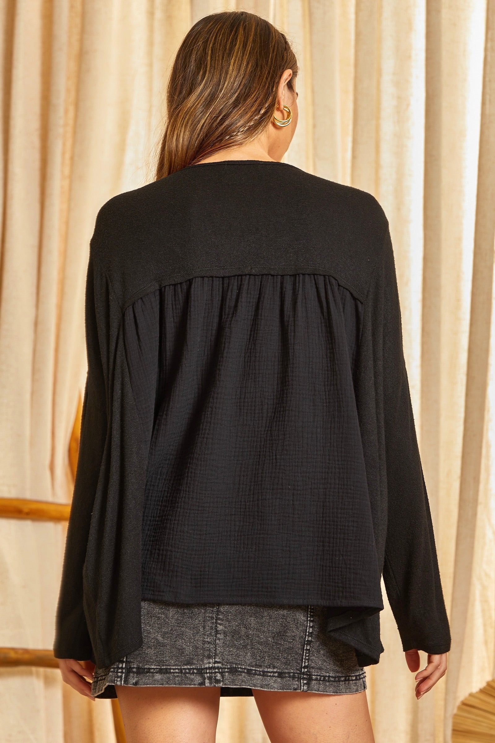 Embroidery Mix Media Top