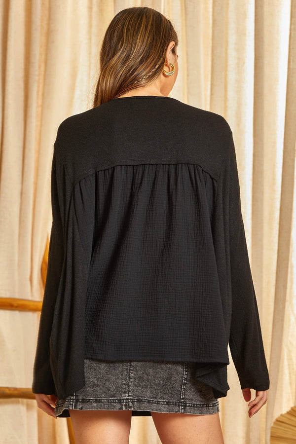 Embroidery Mix Media Top