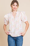 Jodifl Print Short peasant Sleeves Top