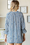 Paisley Print Tie-keyhole 3/4 sleeve Blouse - Curvy Size - 2 Colors