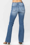 Judy Blue Mid Rise Plaid Patch Detail Bootcut - Curvy Size