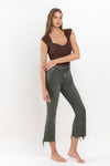 Vervet High Rise Distressed Hem Crop Flare Jeans