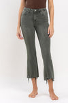 Vervet High Rise Distressed Hem Crop Flare Jeans
