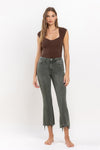 Vervet High Rise Distressed Hem Crop Flare Jeans