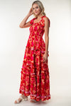 White Birch Smoked W/tie Maxi Dress