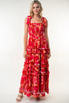 White Birch Smoked W/tie Maxi Dress