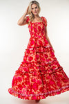 White Birch Smoked W/tie Maxi Dress