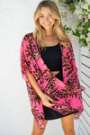 White Birch Half Sleeve Tropical Print Knit Swimsuit Cover Up