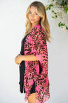 White Birch Half Sleeve Tropical Print Knit Swimsuit Cover Up