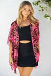 White Birch Half Sleeve Tropical Print Knit Swimsuit Cover Up