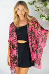 White Birch Half Sleeve Tropical Print Knit Swimsuit Cover Up