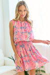 SALE Floral Print Smocked Waist Sleeveless Short Dress - 2 Colors