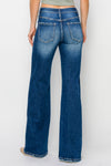 Risen Mid Rise Side Star Print Detail Straight Jeans