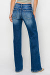 Risen Mid Rise Side Star Print Detail Straight Jeans