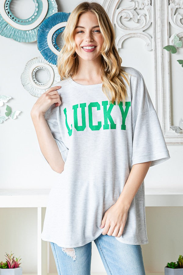 ST PATRICKS Heimish Solid Ribbed Lettering Top