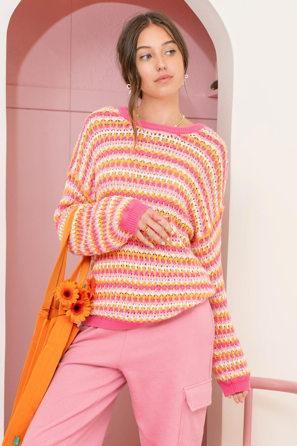 Multi Color Knit Pullover Sweater