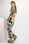 eesome floral printed tie waist jumpsuit