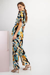 eesome floral printed tie waist jumpsuit