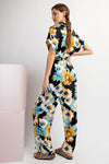 eesome floral printed tie waist jumpsuit