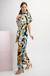 eesome floral printed tie waist jumpsuit