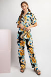eesome floral printed tie waist jumpsuit