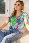 SALE ODDI Tropical Palm Leaf Printed Top - Curvy Size