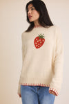 Gilli Sweet Vibes Slouchy Strawberry Round Neck Sweater