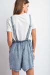 Acid Washed Frayed Adjustable Romper