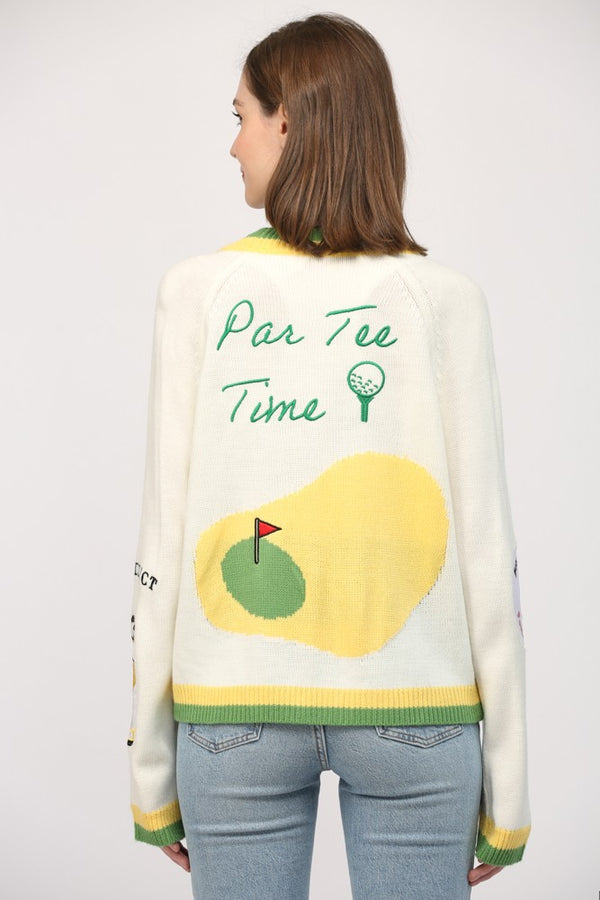 Golf Embroidered Patch Cardigan - 2 Colors