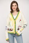 Golf Embroidered Patch Cardigan - 2 Colors