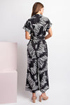 Printed Jumpsuit with Waist Tie