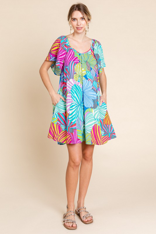 Jodifl Multicolor Print Pockets Dress