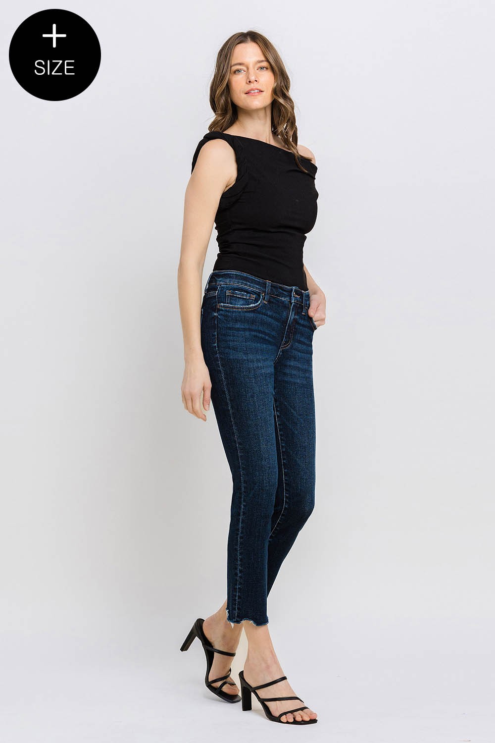 Vervet Mid Rise Crop Slim Straight Jeans - Curvy Size
