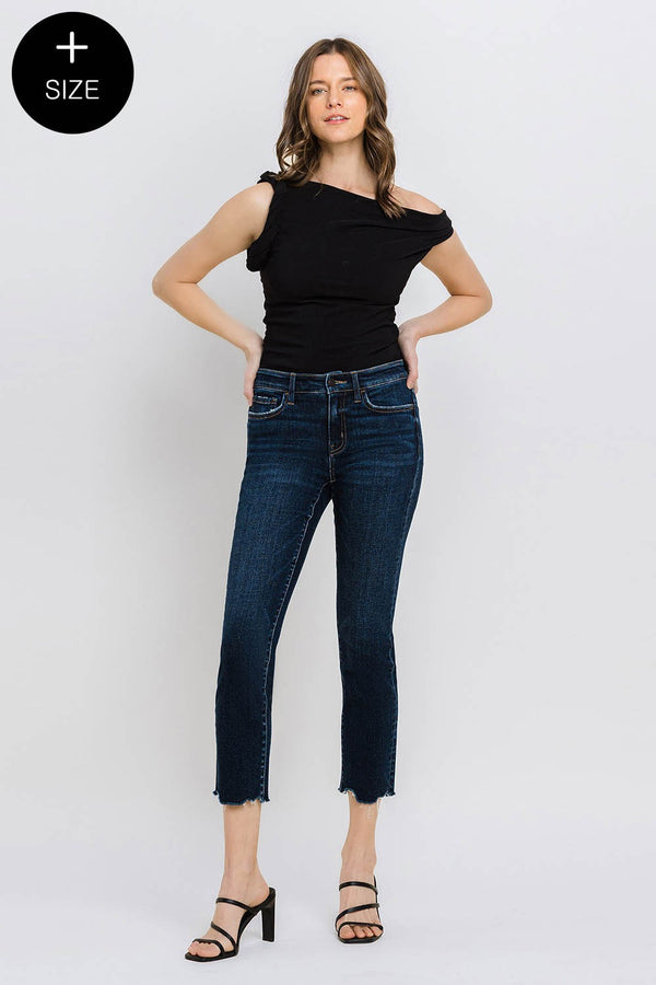 Vervet Mid Rise Crop Slim Straight Jeans - Curvy Size