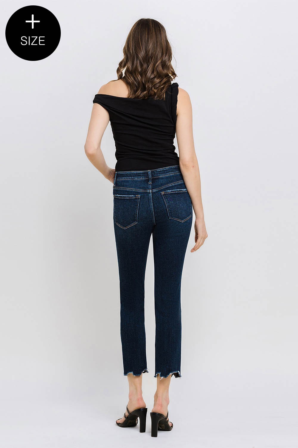 Vervet Mid Rise Crop Slim Straight Jeans - Curvy Size
