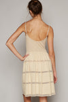 POL Scoop neck sleeveless lace trim mixed dress