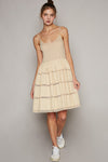POL Scoop neck sleeveless lace trim mixed dress