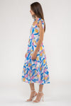 Brush Stroke Print Tiered Midi Dress
