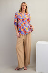 SALE Easel Floral Flower Print Peach Blossom Top