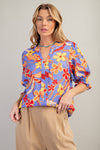 SALE Easel Floral Flower Print Peach Blossom Top