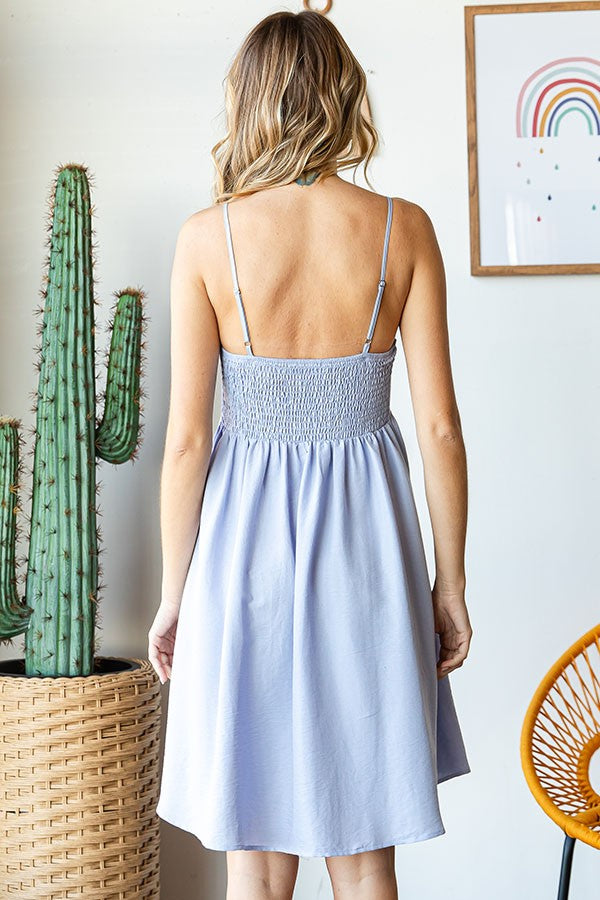Bow Front Smocked Babydoll Dress