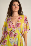 En Creme Floral Print Kimono Sleeve Midi Dress