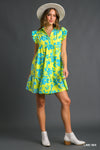 Floral Print Collar Tiered Dress - 3 Colors
