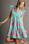 Floral Print Collar Tiered Dress - 3 Colors