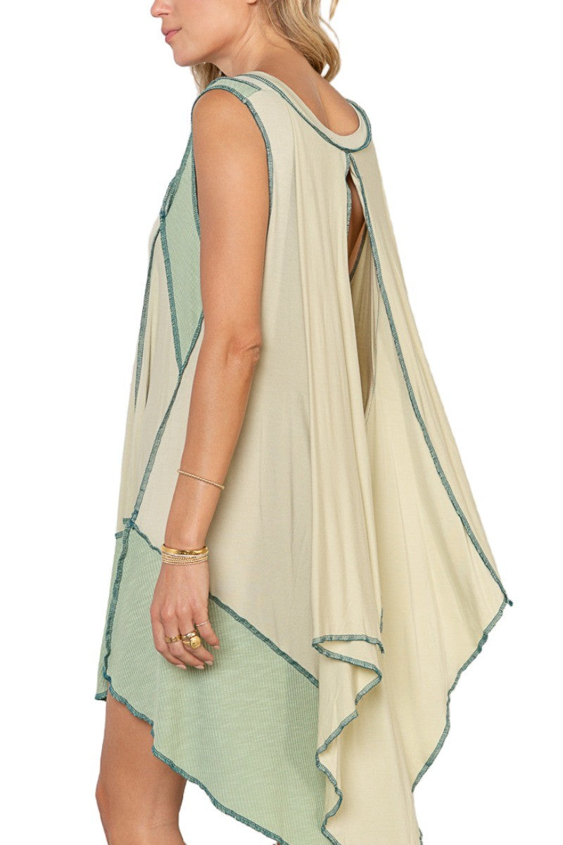 POL V-neck assymetrical Hem Dress - 2 Colors